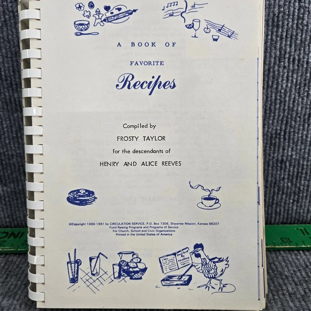 Favorite Recipes Cookbook by Frosty Taylor Spiral Bound Well Loved